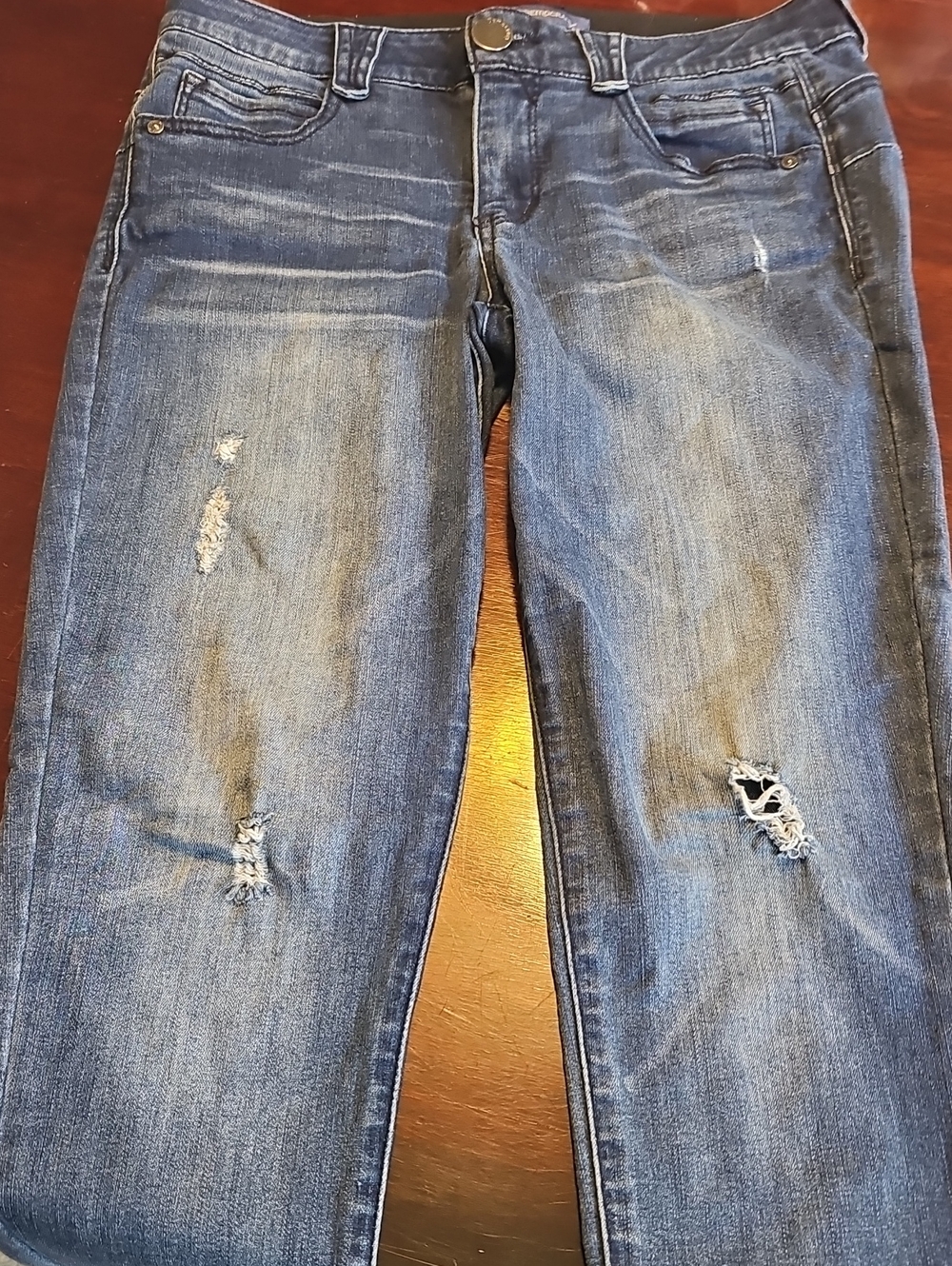 Democracy Women's Distressed Dark Blue Skinny Jeans